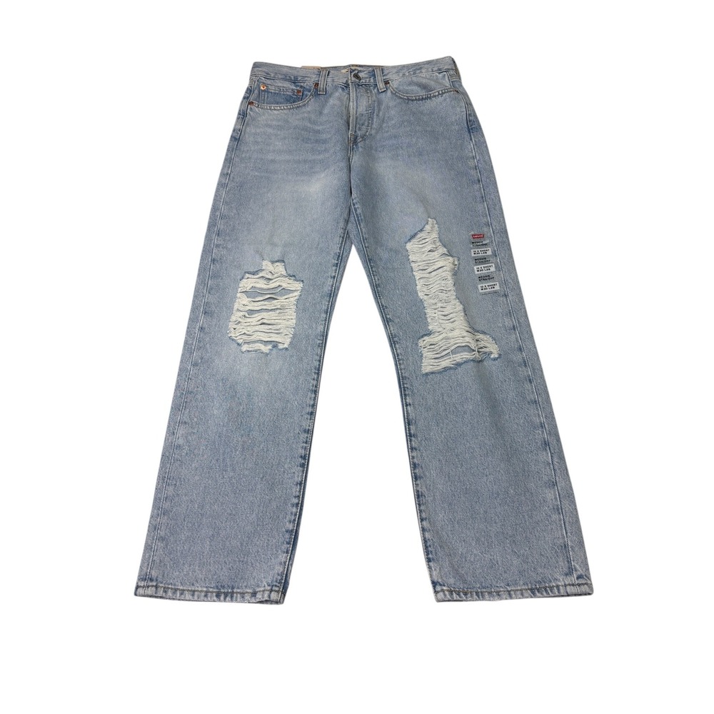NWT Levis‎ Wedgie Straight Jeans Womens 30x28 Light Wash Distressed